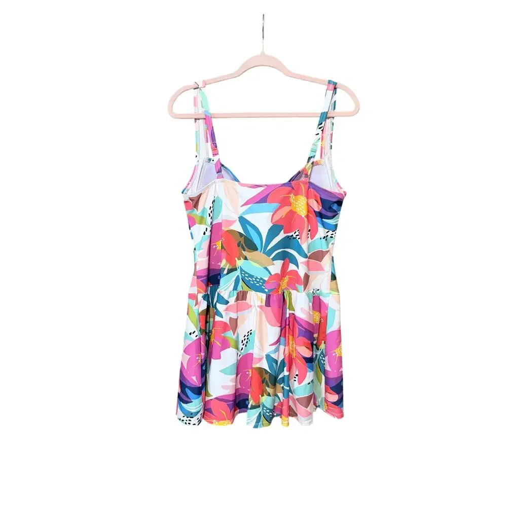 Liz Claiborne tropical one piece swimsuit skirted plus size 20W tropical resort